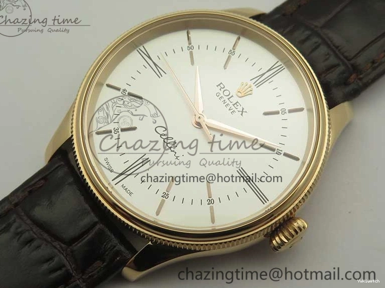 Edition Time V4 Marker 50509 Brown A3132 Cellini Dial Strap RG on MKF White Roman Leather Best 0131